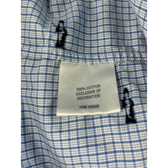 Daniel Cremieux Mens XL Shirt Blue White Plaid Button Up Short Sleeve Shark Fish - Picture 7 of 8